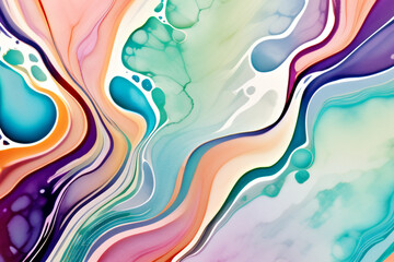 	
Closeup of abstract watercolor paint background texture with liquid fluid marbled paper texture banner texture. Generative AI (생성형 AI)