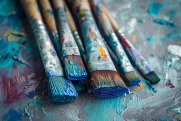 Fototapeta premium Paint stained brushes