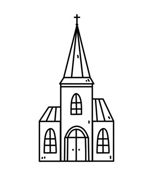 black and white church building clip art preview