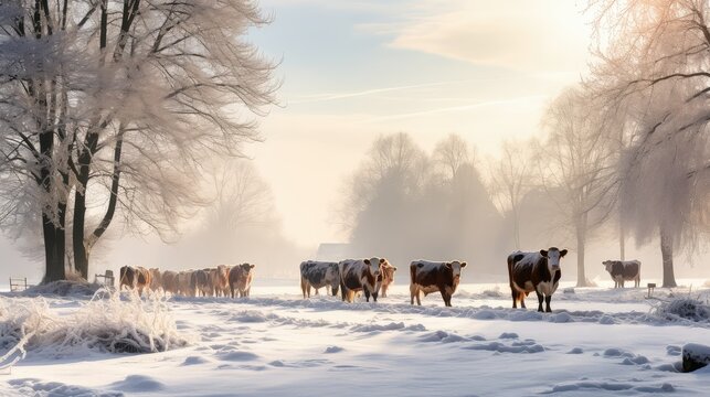 winter cows snow