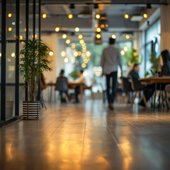 a blurry picture of people sitting at tables in a restaurant