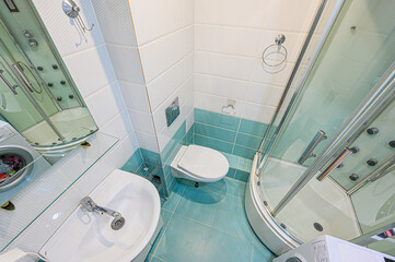 interior apartment room bathroom, sink, decorative elements, toilet. WC, sanitary unit, wash room