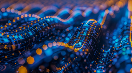 Vibrant Digital Network Waves and Data Flow Visualization