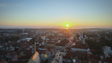 Animated Emoji's Popup's From Different Locations Around City. Aerial View With Graphics