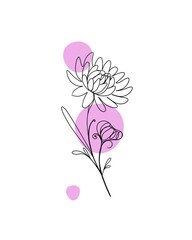 line art drawing of flowers. minimalism sketch, idea for invitation, design of instagram stories and highlights icons