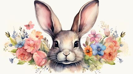 Easter watercolor illustration of rabbit ears.