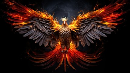 legend fire bird phoenix - obrazy, fototapety, plakaty