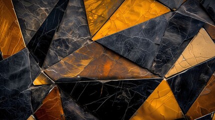 Abstract Geometric Marble Texture Background in Black and Gold