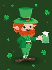 The character is a leprechaun with a green beer in his hand