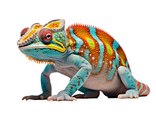 a colorful lizard with red and blue spots - obrazy, fototapety, plakaty
