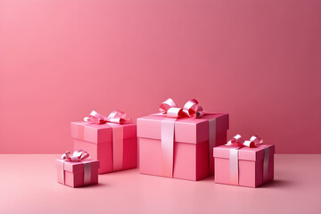 Obraz premium empty mockup Mother's day banner with two pink gift boxes. all festival birthday, and holiday gifts. pink gift box with ribbon