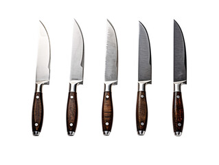 a row of knives with wooden handles