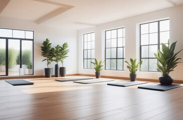 abstract empty yoga or fitness gym interior ready for a class