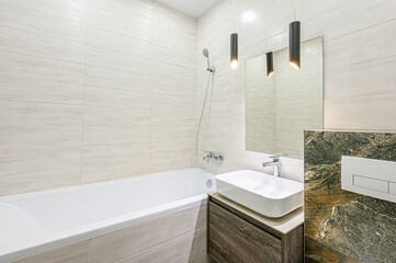 interior apartment room bathroom, sink, decorative elements, toilet. WC, sanitary unit, wash room