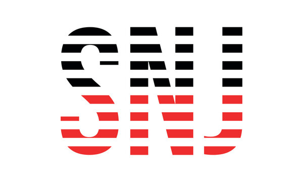 SNJ three initial letter iconic line negative space minimal logo design vector template. monogram, abstract, wordmark, business, typography, minimalist, brand, company, flat, modern, unique, simple