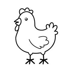 Easter cute chicken in line art, Easter cute chicken illustration in out line style