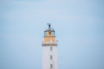 Beautiful Rattray Head Lighthouse, Scottish Highlands, Scotland.Travel landmarks. copy space banenr