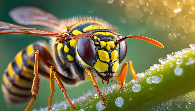 Wasp bee head macro close-up 