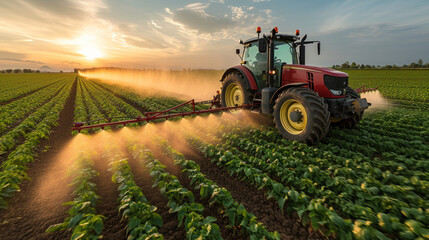Tractor spraying of agricultural lands
