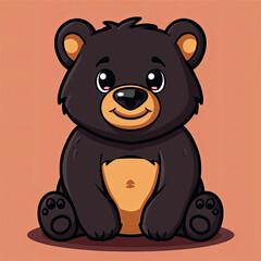 Fototapeta premium Cute baby bear cub illustration.