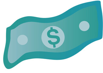 Vector dollar bank note and coin, icon illustrations and vector