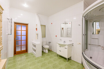 interior apartment room bathroom, sink, decorative elements, toilet. WC, sanitary unit, wash room