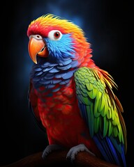 Fototapeta premium A colorful parrot sits on a branch.