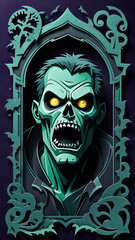 Halloween dark paper cut banner scary zombie