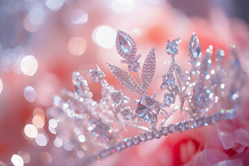 Beauty pageant background, tiara with copy space - obrazy, fototapety, plakaty