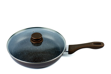 A new ceramic frying pan isolated on a white background.