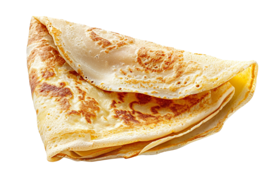 French crepe folded into a triangle shape isolated on transparent or white background, png