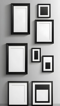 realistic picture frame mockup black border set isolated black pictures frames mock