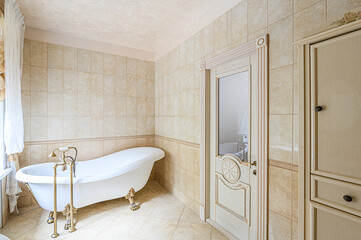 interior apartment room bathroom, sink, decorative elements, toilet. WC, sanitary unit, wash room