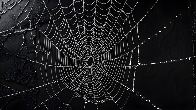 spider web silhouette against black wall Halloween theme dark background 