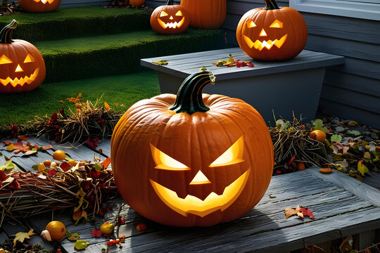 set of Halloween scary pumpkins cut spooky creepy pumpkins cut. Halloween pumpkin and pumpkins