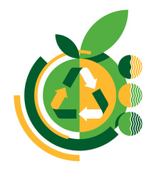 Recycling symbol in geometric decoration