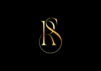 Logo R S or S R monogram serif, luxury, gold, elegant, jewellery logo concept. Editable color