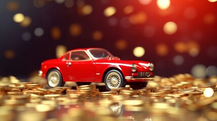 Red car with coins auto tax and financing AI generative