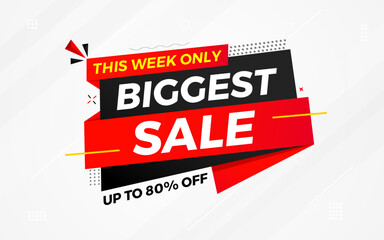 Biggest sale banner. Biggest sale of the year banner. Sale and discounts Biggest sale, Promotion special marketing poster design for digital and print market.