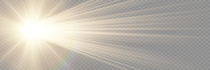Vector transparent sunlight special lens flare light effect. Lens flare light effect. Sun flash with warm rays and spotlight. Isolated star burst in sky