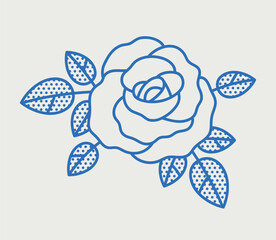Rose flower. Line art, retro. Plants and herbs for cosmetics.