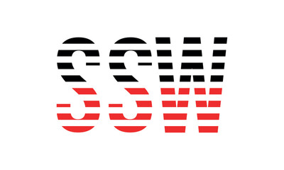 SSW three initial letter iconic line negative space minimal logo design vector template. monogram, abstract, wordmark, business, typography, minimalist, brand, company, flat, modern, unique, simple