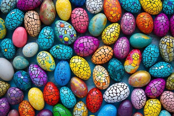 Fototapeta na wymiar A lively Easter egg mosaic backdrop.