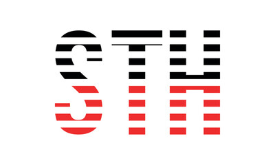 STH three initial letter iconic line negative space minimal logo design vector template. monogram, abstract, wordmark, business, typography, minimalist, brand, company, flat, modern, unique, simple