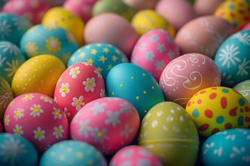 Fototapeta na wymiar Colorful Easter egg pattern background with festive design.