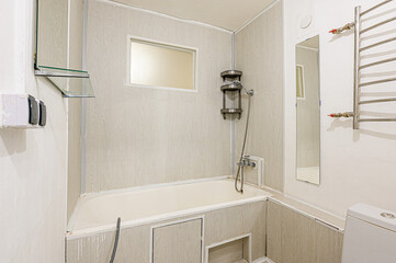 interior apartment room bathroom, sink, decorative elements, toilet. WC, sanitary unit, wash room