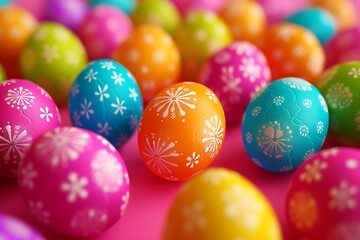 Fototapeta na wymiar Easter egg pattern background with vibrant colors.