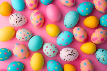 Fototapeta na wymiar Easter egg patterned background with vibrant hues.