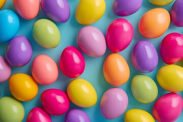 Fototapeta na wymiar Vibrant Easter eggs forming a lively pattern.