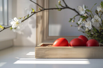 easter card, easter bunny with eggs, easter eggs and flowers, easter eggs in a basket, easter eggs and flowers on a white background, easter wall paper and background for social media	